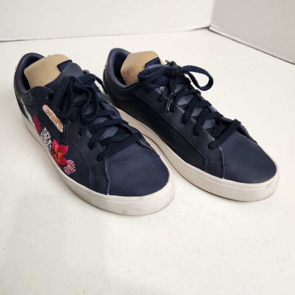adidas Women's Navy Blue Floral Low-Top Sneakers